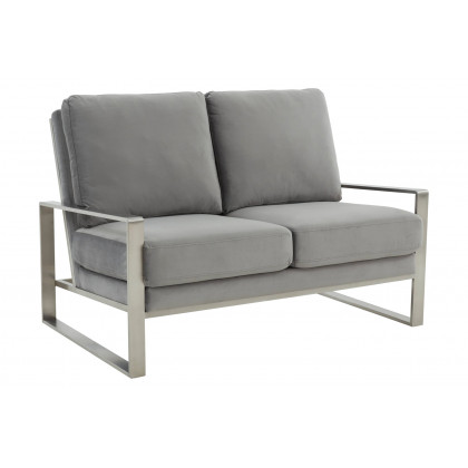 LeisureMod - Jefferson Contemporary Modern Velvet Loveseat With Gold Frame