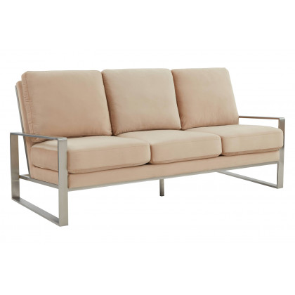 LeisureMod - Jefferson Contemporary Modern Design Velvet Sofa With Gold Frame