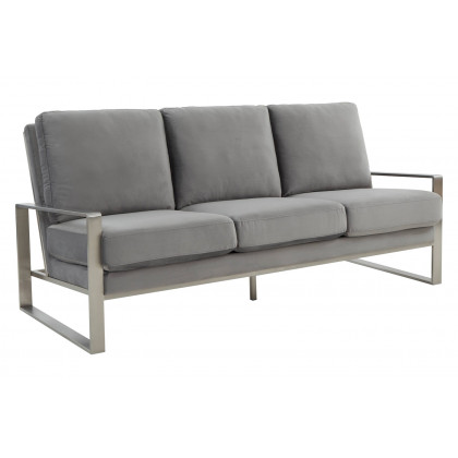 LeisureMod - Jefferson Contemporary Modern Design Velvet Sofa With Gold Frame