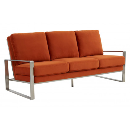LeisureMod - Jefferson Contemporary Modern Design Velvet Sofa With Gold Frame