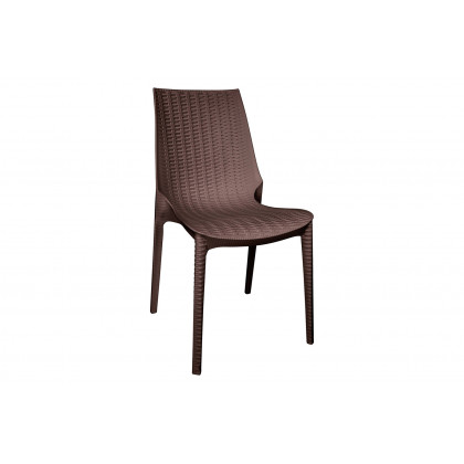 LeisureMod Kent Outdoor White Table With 2 Brown Chairs Dining Set - White/Brown