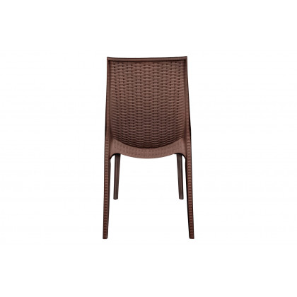 LeisureMod Kent Outdoor White Table With 2 Brown Chairs Dining Set - White/Brown