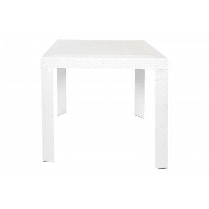 LeisureMod Kent Outdoor White Table With 2 Brown Chairs Dining Set - White/Brown