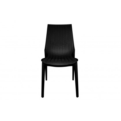 LeisureMod Kent Outdoor Dining Set With 4 Chairs - Black