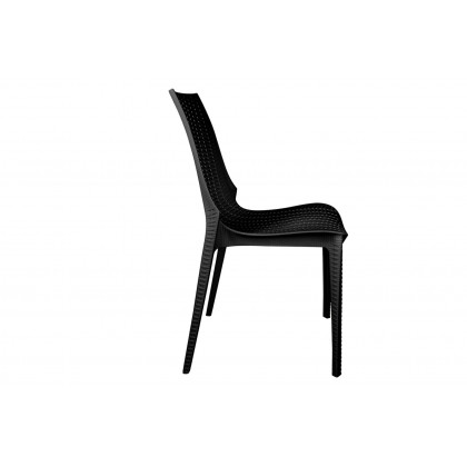 LeisureMod Kent Outdoor Dining Set With 4 Chairs - Black