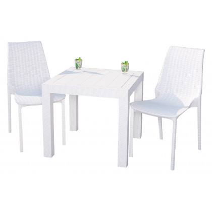 LeisureMod - Kent Outdoor Dining Set With 2 Chairs