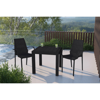 LeisureMod Kent Outdoor Dining Arm Chair - Black
