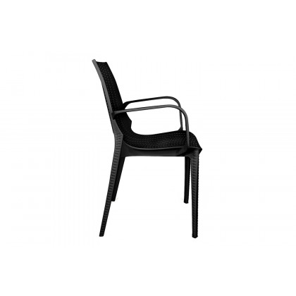 LeisureMod Kent Outdoor Dining Arm Chair - Black