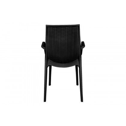 LeisureMod Kent Outdoor Dining Arm Chair - Black