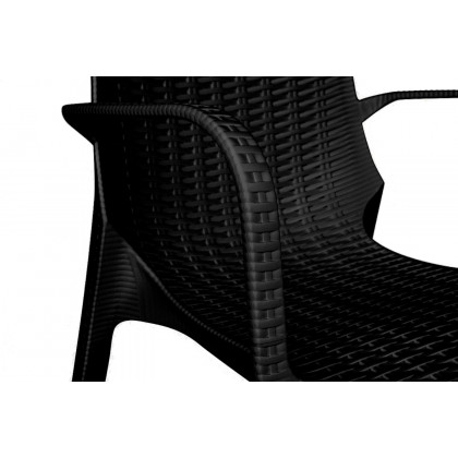 LeisureMod Kent Outdoor Dining Arm Chair - Black