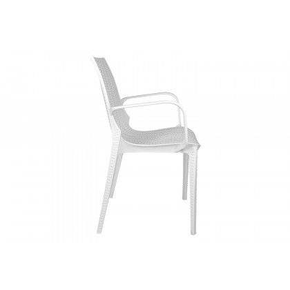 LeisureMod Kent Outdoor Dining Arm Chair - White