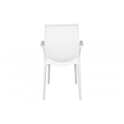 LeisureMod Kent Outdoor Dining Arm Chair - White