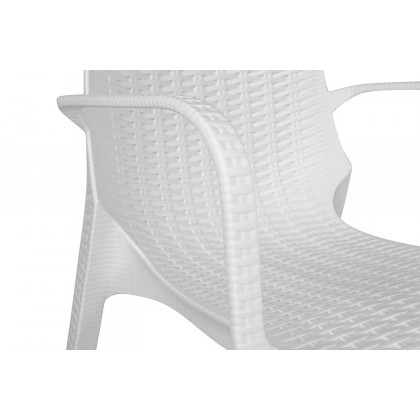 LeisureMod Kent Outdoor Dining Arm Chair - White