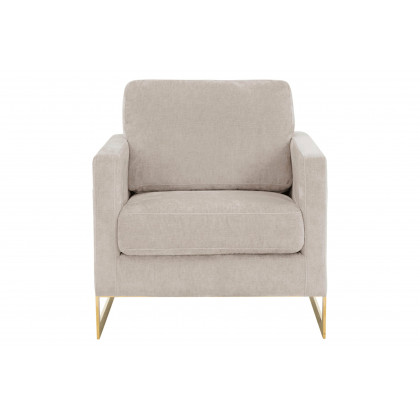 LeisureMod Lincoln Boucle Fabric Accent Armchair Gold Stainless Steel Frame - Gray