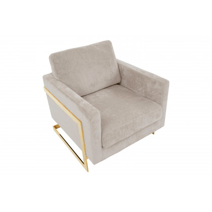 LeisureMod Lincoln Boucle Fabric Accent Armchair Gold Stainless Steel Frame - Gray