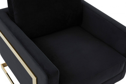 LeisureMod™ Lincoln Velvet Accent Armchair with Gold Frame - Midnight Black