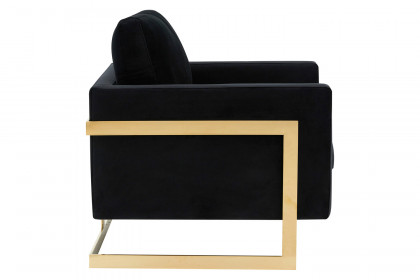 LeisureMod™ Lincoln Velvet Accent Armchair with Gold Frame - Midnight Black