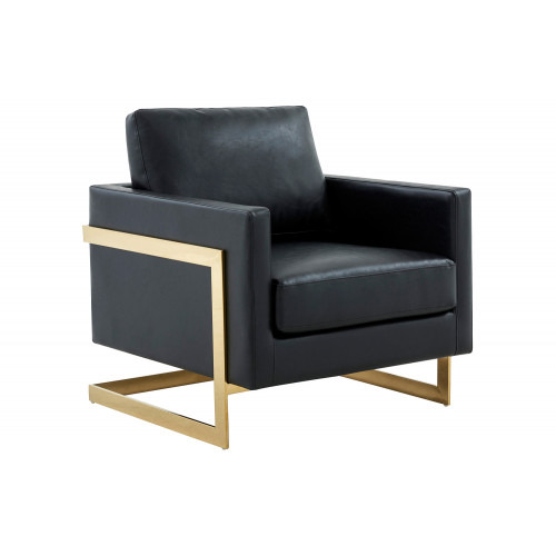 LeisureMod - Lincoln Velvet Accent Armchair with Gold Frame LeisureMod - Lincoln Velvet Accent Armchair with Gold Frame