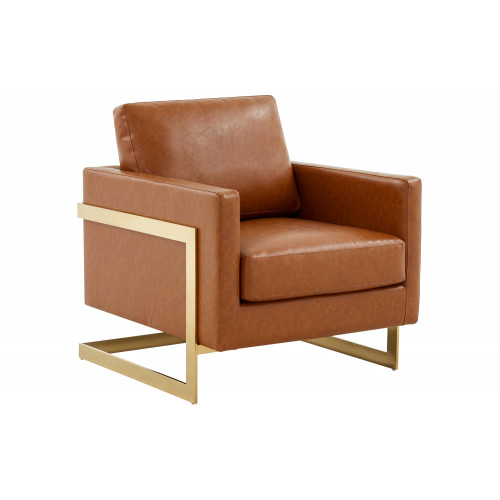 LeisureMod - Lincoln Velvet Accent Armchair with Gold Frame LeisureMod - Lincoln Velvet Accent Armchair with Gold Frame