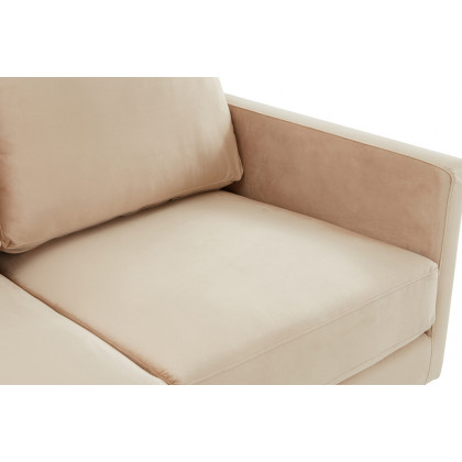 LeisureMod Lincoln Velvet Loveseat with Gold Frame - Beige