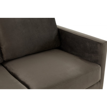 LeisureMod Lincoln Velvet Loveseat with Gold Frame - Dark Gray