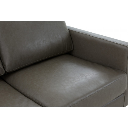 LeisureMod Lincoln Leather Loveseat with Gold Frame - Gray