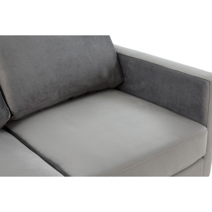 LeisureMod Lincoln Velvet Loveseat with Gold Frame - Light Gray