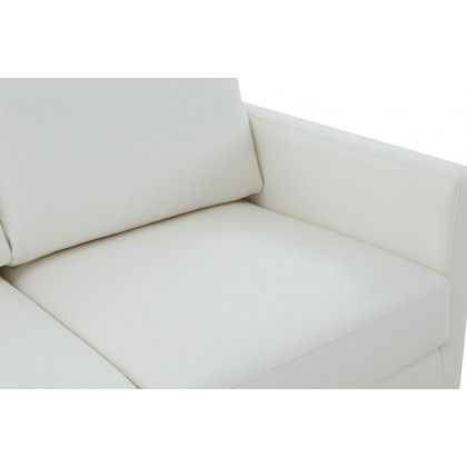 LeisureMod Lincoln Leather Loveseat with Gold Frame - White