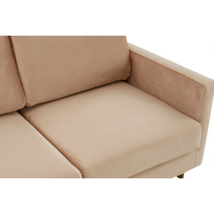 LeisureMod Lincoln Velvet Sofa with Gold Frame - Beige
