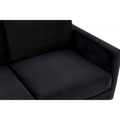 LeisureMod Lincoln Velvet Sofa with Gold Frame - Midnight Black