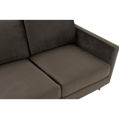 LeisureMod Lincoln Velvet Sofa with Gold Frame - Dark Gray