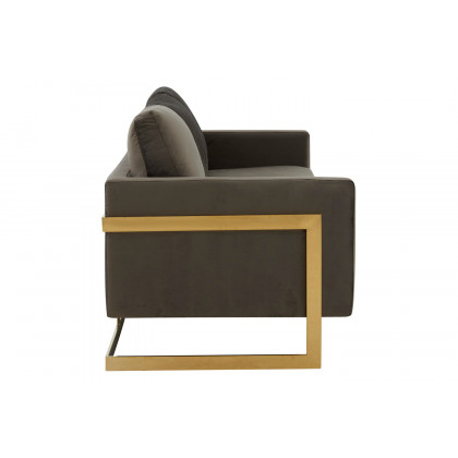 LeisureMod Lincoln Velvet Sofa with Gold Frame - Dark Gray