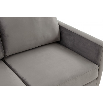 LeisureMod Lincoln Velvet Sofa with Gold Frame - Light Gray
