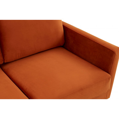LeisureMod Lincoln Velvet Sofa with Gold Frame - Orange/Marmalade