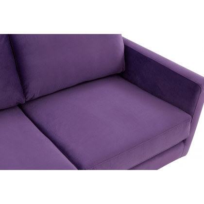 LeisureMod Lincoln Velvet Sofa with Gold Frame - Purple