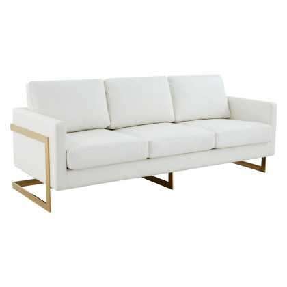 LeisureMod - Lincoln Velvet Sofa with Gold Frame