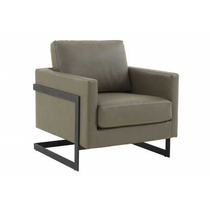 LeisureMod - Lincoln Modern Leather Armchair with Black Steel Frame