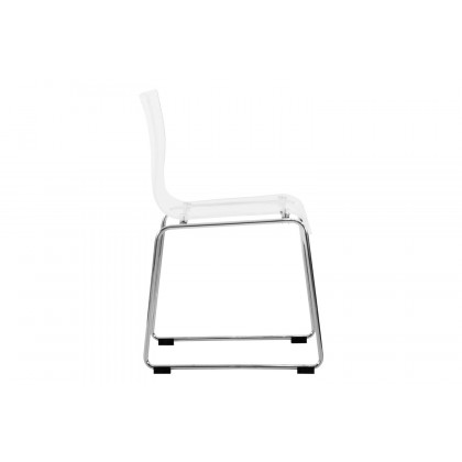 LeisureMod Lima Modern Acrylic Dining Chair with Chrome Base - Clear