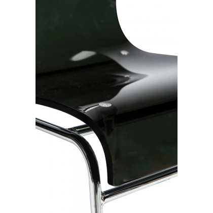 LeisureMod Lima Modern Acrylic Dining Chair with Chrome Base - Black