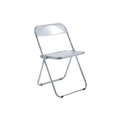 LeisureMod - Lawrence Acrylic Folding Chair with Chrome Metal Frame