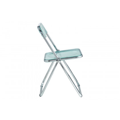 LeisureMod Lawrence Acrylic Folding Chair with Chrome Metal Frame - Jade/Green