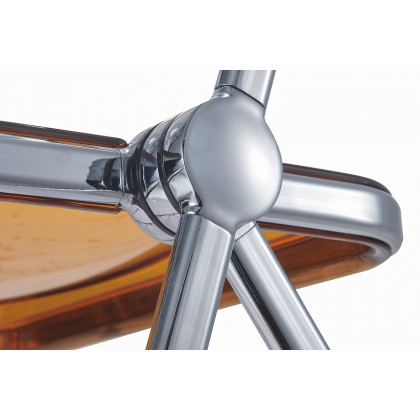 LeisureMod Lawrence Acrylic Folding Chair with Chrome Metal Frame - Tangerine