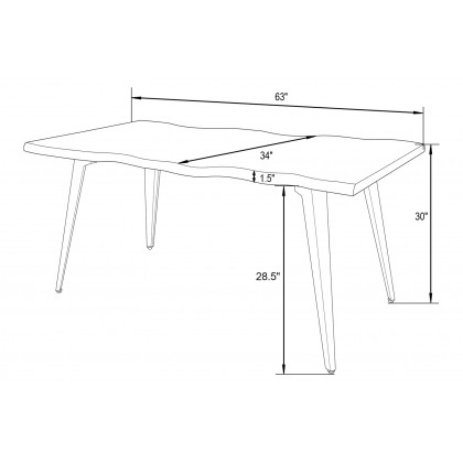 LeisureMod Lawrence 7-Piece Dining Set with Folding Acrylic Dining Chairs and Rectangular Wood Dining Table - Tangerine