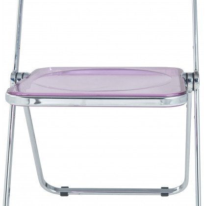 LeisureMod Lawrence 7-Piece Dining Set with Folding Acrylic Dining Chairs and Rectangular Wood Dining Table - Magenta