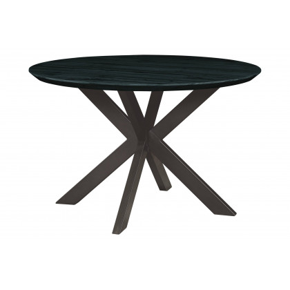 LeisureMod Lawrence 5-Piece Dining Set with Folding Acrylic Dining Chairs and Round Dining Table with Geometric Base - Transparent Black