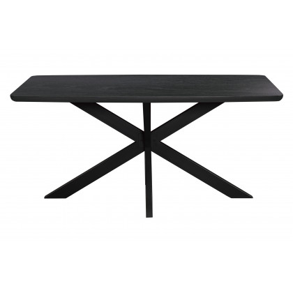 LeisureMod Lawrence 7-Piece Dining Set with Folding Acrylic Dining Chairs and Rectangular Wood Dining Table with Geometric Base - Transparent Black