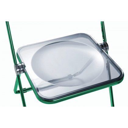 LeisureMod Lawrence Acrylic Folding Chair with Color Metal Frame - Green