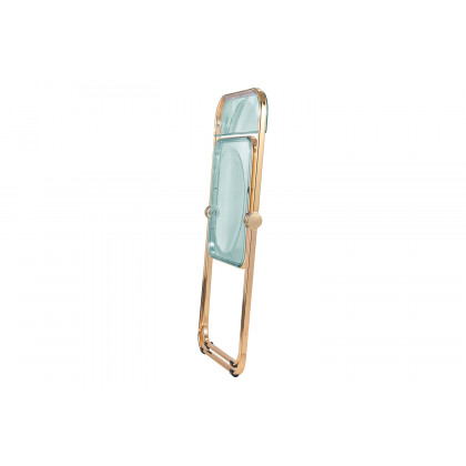 LeisureMod Lawrence Acrylic Folding Chair with Gold Metal Frame - Jade/Green