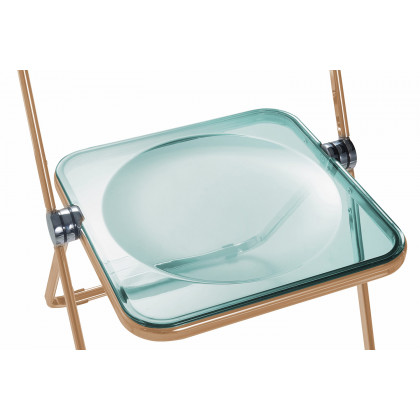 LeisureMod Lawrence Acrylic Folding Chair with Gold Metal Frame - Jade/Green