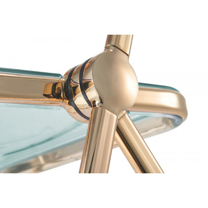 LeisureMod Lawrence Acrylic Folding Chair with Gold Metal Frame - Jade/Green